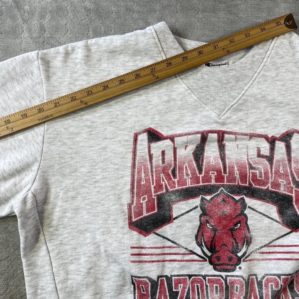 Arkansas Razorbacks Sweatshirt Champion Womens Medium Gray V Neck NCAA College - Picture 6 of 9